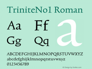 TriniteNo1 Roman Version 001.000 Font Sample