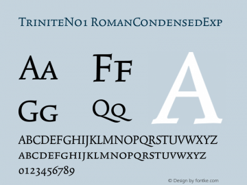 TriniteNo1 RomanCondensedExp 001.000 Font Sample