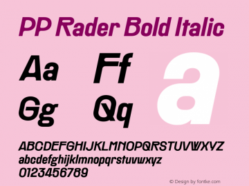 PP Rader Bold Italic Version 1.000;FEAKit 1.0图片样张