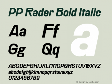 PP Rader Bold Italic Version 1.000图片样张