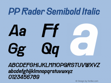 PP Rader Semibold Italic Version 1.000图片样张