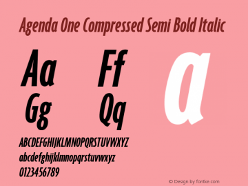 Agenda One Compressed Semi Bold Italic Version 5.007 | web-ttf图片样张