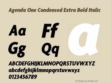 Agenda One Condensed Extra Bold Italic Version 5.007 | web-ttf图片样张