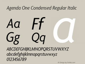 Agenda One Condensed Italic Version 5.007 | web-ttf图片样张