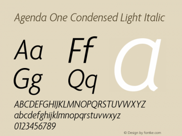 Agenda One Condensed Light Italic Version 5.007 | web-ttf图片样张