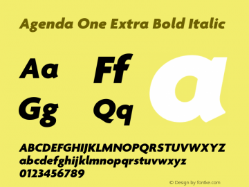 Agenda One Extra Bold Italic Version 5.007 | web-ttf图片样张