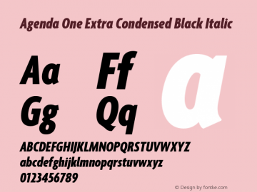 Agenda One Extra Condensed Black Italic Version 5.007 | web-ttf图片样张