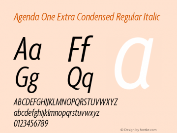 Agenda One Extra Condensed Italic Version 5.007 | web-ttf图片样张