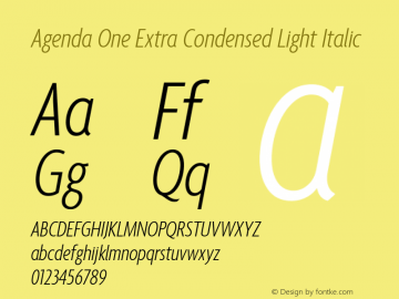 Agenda One Extra Condensed Light Italic Version 5.007 | web-ttf图片样张