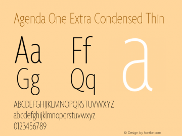 Agenda One Extra Condensed Thin Version 5.007 | web-ttf图片样张