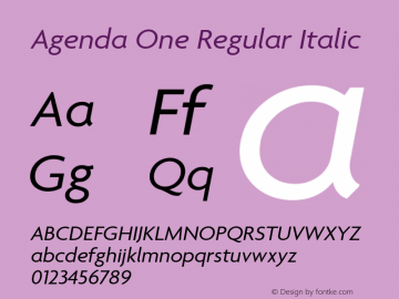 Agenda One Italic Version 5.007 | web-ttf图片样张