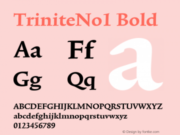 TriniteNo1 Bold Version 001.000 Font Sample