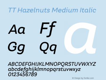 TT Hazelnuts Medium Italic Version 1.010.08122020图片样张
