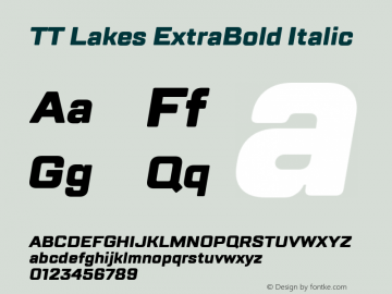 TT Lakes ExtraBold Italic Version 1.000; ttfautohint (v1.5) -l 8 -r 50 -G 0 -x 0 -D latn -f cyrl -m 