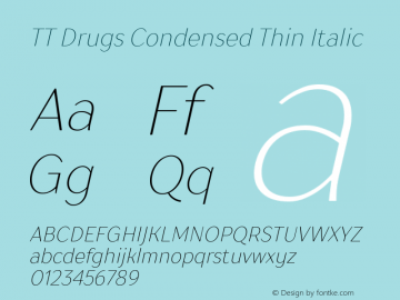 TT Drugs Condensed Thin Italic Version 1.010图片样张