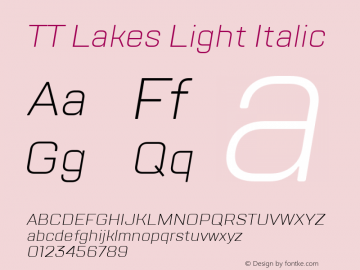 TT Lakes Light Italic Version 1.000; ttfautohint (v1.5) -l 8 -r 50 -G 0 -x 0 -D latn -f cyrl -m 