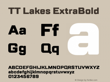 TT Lakes ExtraBold Version 1.000; ttfautohint (v1.5) -l 8 -r 50 -G 0 -x 0 -D latn -f cyrl -m 