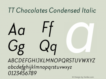 TT Chocolates Condensed Italic Version 1.100; ttfautohint (v1.5)图片样张