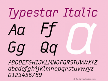 Typestar Italic Version 001.000 Font Sample