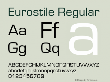 Eurostile Regular Version 1.51 Font Sample