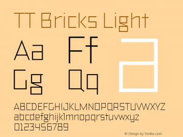 TT Bricks Light Version 1.010; ttfautohint (v1.5) -l 8 -r 50 -G 0 -x 0 -D latn -f none -m 