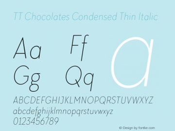 TT Chocolates Condensed Thin Italic Version 1.100图片样张