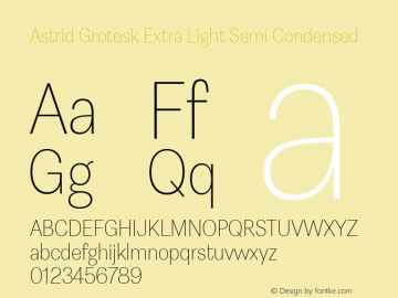 Astrid Grotesk Extra Light Semi Condensed Version 2.000图片样张