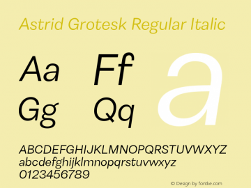 Astrid Grotesk Regular Italic Version 2.000图片样张