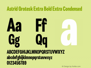 Astrid Grotesk Extra Bold Extra Condensed Version 2.000图片样张