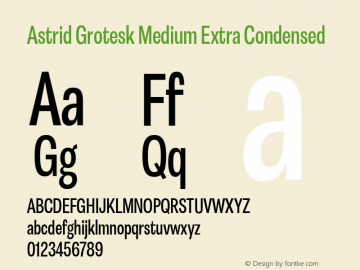 Astrid Grotesk Medium Extra Condensed Version 2.000图片样张