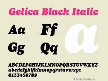 Gelica-BlackItalic Version 1.000图片样张