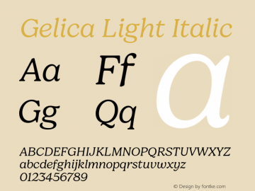 Gelica-LightItalic Version 1.000图片样张