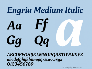 Engria-MediumItalic Version 1.000图片样张