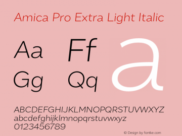 AmicaPro-ExtraLightItalic 1.000图片样张