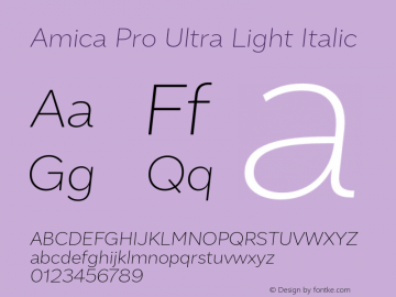 AmicaPro-UltraLightItalic 1.000图片样张