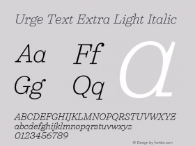 UrgeText-ExtraLightItalic 1.000图片样张