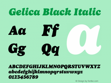 Gelica-BlackItalic Version 1.000图片样张