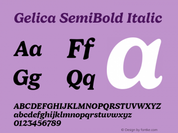 Gelica-SemiBoldItalic Version 1.000图片样张