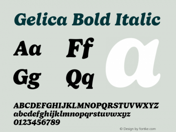 Gelica-BoldItalic Version 1.000图片样张