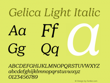 Gelica-LightItalic Version 1.000图片样张