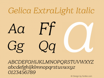 Gelica-ExtraLightItalic Version 1.000图片样张
