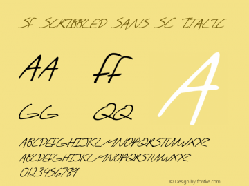 SF Scribbled Sans SC Italic Version ver 1.0; 1999. Freew图片样张