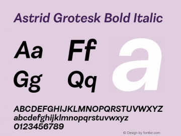 Astrid Grotesk Bold Italic Version 2.000图片样张