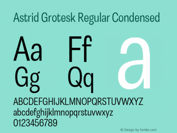 Astrid Grotesk Regular Condensed Version 2.000图片样张