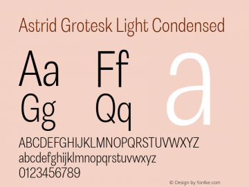 Astrid Grotesk Light Condensed Version 2.000图片样张