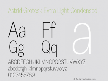 Astrid Grotesk Extra Light Condensed Version 2.000图片样张