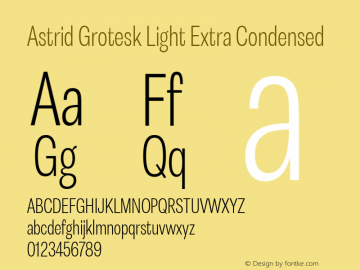 Astrid Grotesk Light Extra Condensed Version 2.000图片样张