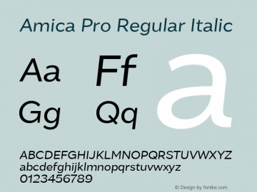 AmicaPro-RegularItalic 1.000图片样张