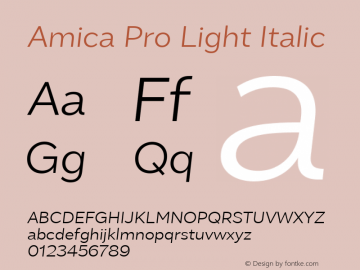 AmicaPro-LightItalic 1.000图片样张