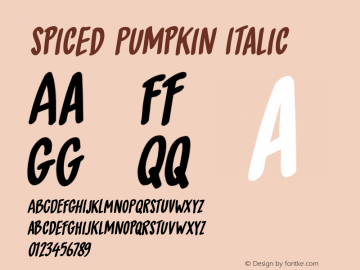 Spiced Pumpkin Italic Version 1.000图片样张